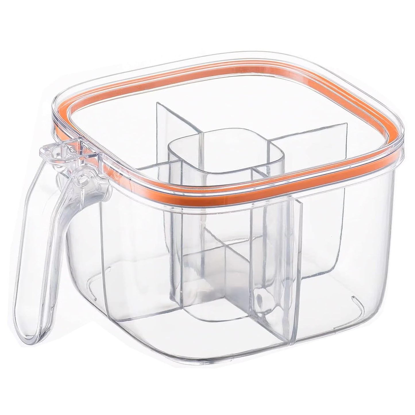 Masala Box Set 4 Compartment Spice Box with Lid, Spoon & Handle Airtight Seasoning Organiser