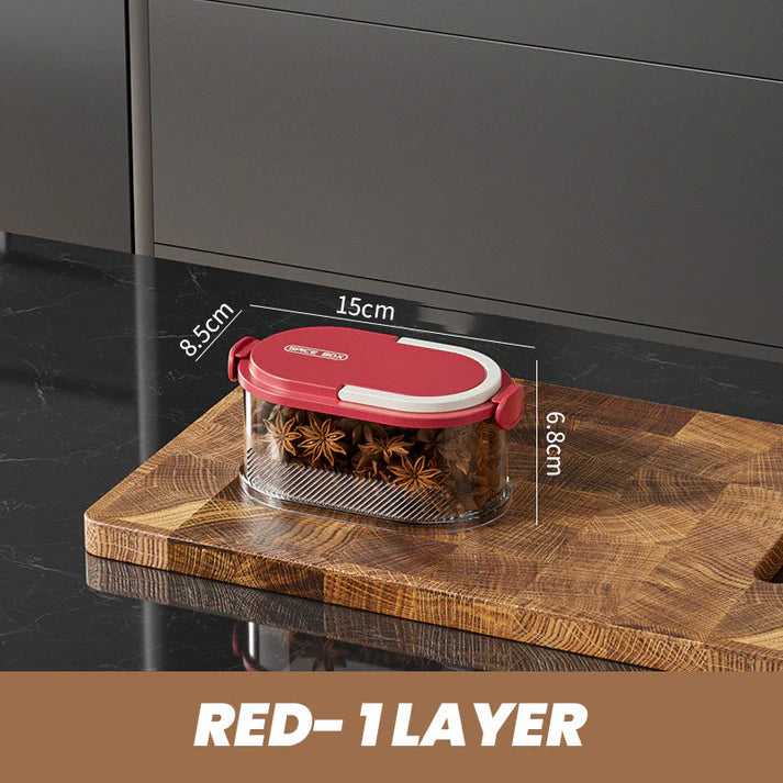 Multi-layer Sealed Spice Organizer – Airtight, Space-Saving & Transparent for Easy Kitchen Storage 🌶️📦✨