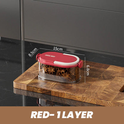Multi-layer Sealed Spice Organizer – Airtight, Space-Saving & Transparent for Easy Kitchen Storage 🌶️📦✨
