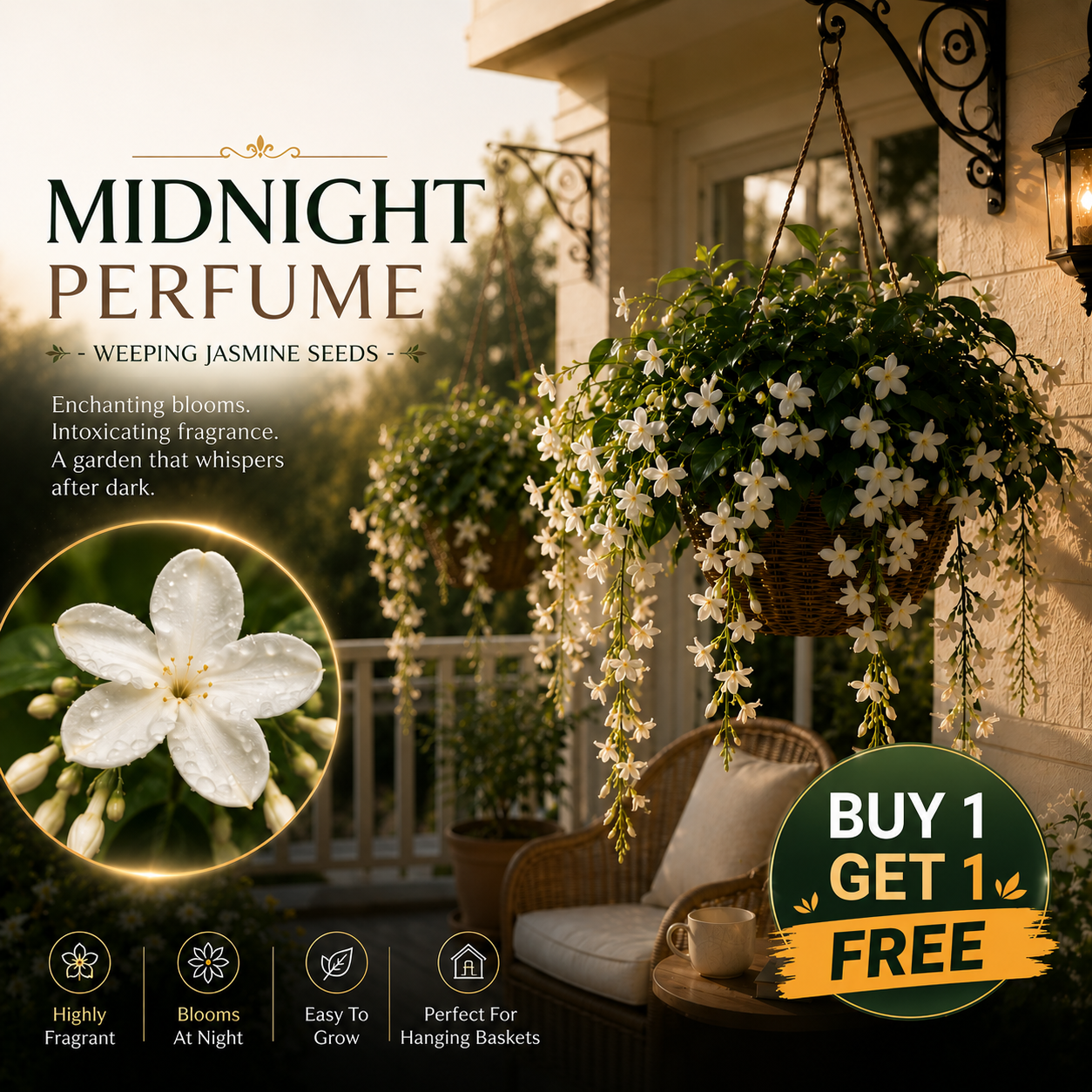 💐 MIDNIGHT PERFUME - WEEPING JASMINE SEEDS 💐🌸 Buy 1 Get 1 Free 🌸