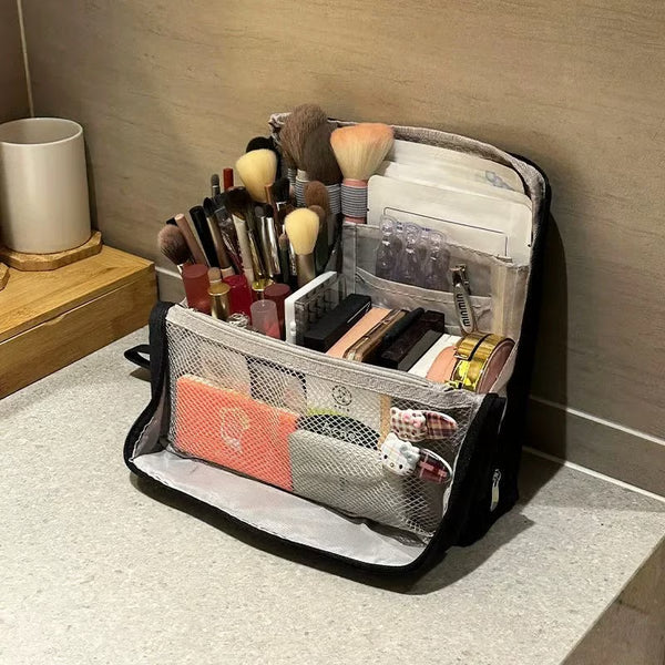 Stylish Handheld Partitioned Cosmetic Bag
