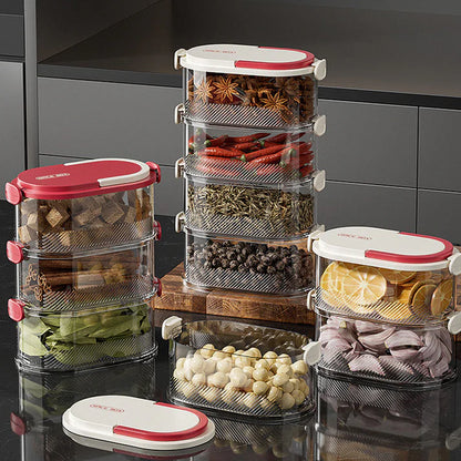 Multi-layer Sealed Spice Organizer – Airtight, Space-Saving & Transparent for Easy Kitchen Storage 🌶️📦✨