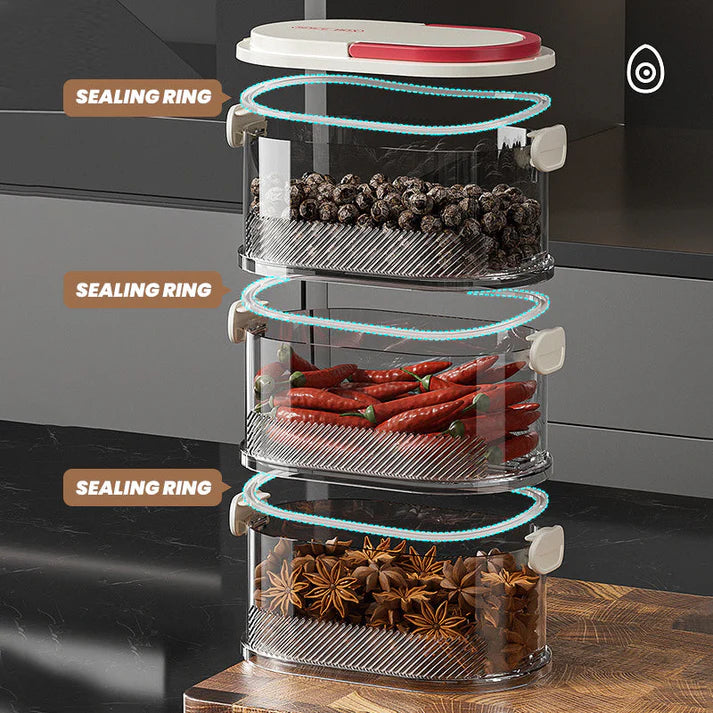 Multi-layer Sealed Spice Organizer – Airtight, Space-Saving & Transparent for Easy Kitchen Storage 🌶️📦✨