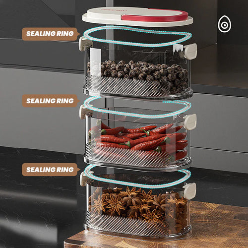 Multi-layer Sealed Spice Organizer – Airtight, Space-Saving & Transparent for Easy Kitchen Storage 🌶️📦✨