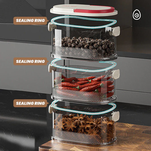 Multi-layer Sealed Spice Organizer – Airtight, Space-Saving & Transparent for Easy Kitchen Storage 🌶️📦✨