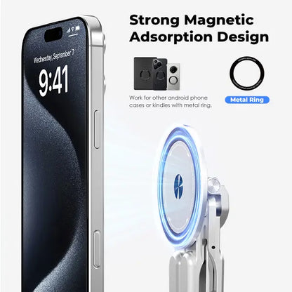 Adjustable Aluminum Laptop Stand with Integrated Magnetic Phone Holder