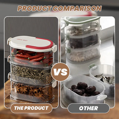 Multi-layer Sealed Spice Organizer – Airtight, Space-Saving & Transparent for Easy Kitchen Storage 🌶️📦✨
