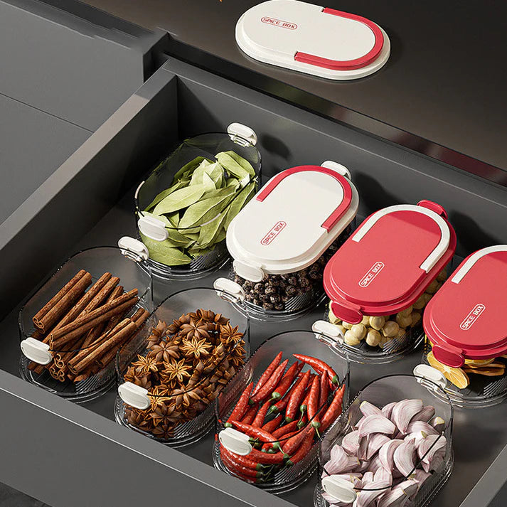 Multi-layer Sealed Spice Organizer – Airtight, Space-Saving & Transparent for Easy Kitchen Storage 🌶️📦✨