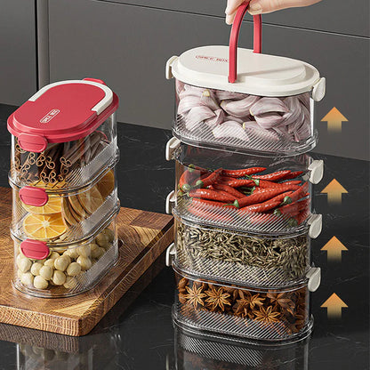 Multi-layer Sealed Spice Organizer – Airtight, Space-Saving & Transparent for Easy Kitchen Storage 🌶️📦✨
