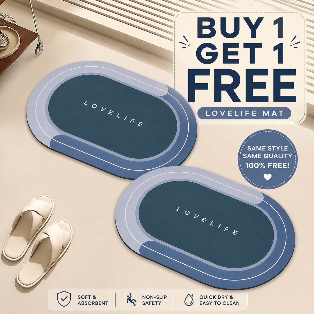Instant Absorption Quick Drying Magic Mat ( BUY 1 GET 1 FREE )