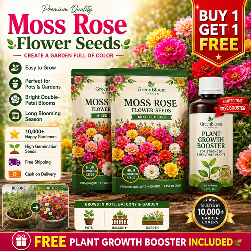 💫🌸BUY 1 GET 1 FREE | Moss Rose🌿Perennial Flower Seeds With Plant Growth Supplement