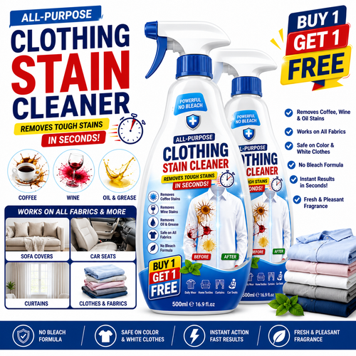 All-Purpose Fabric & Stain Cleaner Spray | Removes Coffee, Oil & Tough Stains Instantly | Buy 1 Get 1 Free
