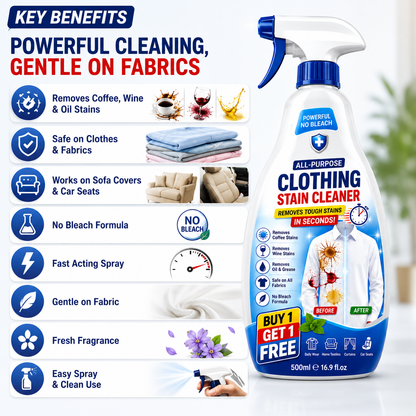 All-Purpose Fabric & Stain Cleaner Spray | Removes Coffee, Oil & Tough Stains Instantly | Buy 1 Get 1 Free
