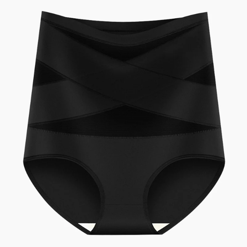Plus-Size High-Waist Cross Tummy Control Panties ( Pack of 3 )