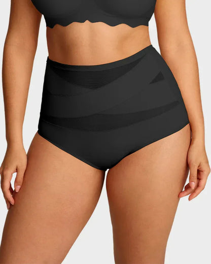 Plus-Size High-Waist Cross Tummy Control Panties ( Pack of 3 )