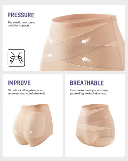 Plus-Size High-Waist Cross Tummy Control Panties ( Pack of 3 )