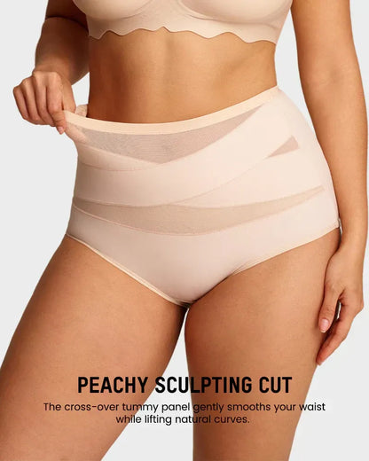 Plus-Size High-Waist Cross Tummy Control Panties ( Pack of 3 )