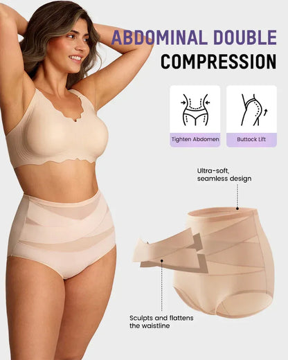 Plus-Size High-Waist Cross Tummy Control Panties ( Pack of 3 )