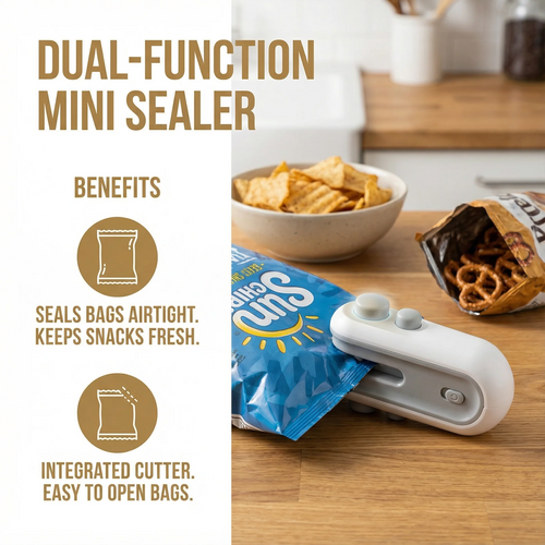 2-in-1 Mini Bag Sealer – USB Rechargeable & Long Lasting Battery