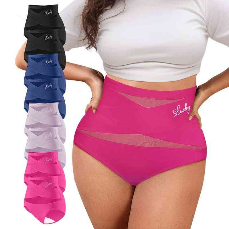 Plus-Size High-Waist Cross Tummy Control Panties ( Pack of 3 )