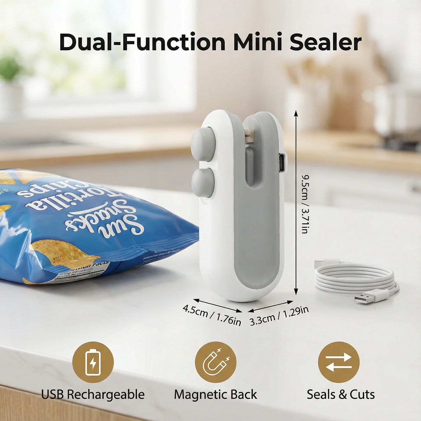 2-in-1 Mini Bag Sealer – USB Rechargeable & Long Lasting Battery