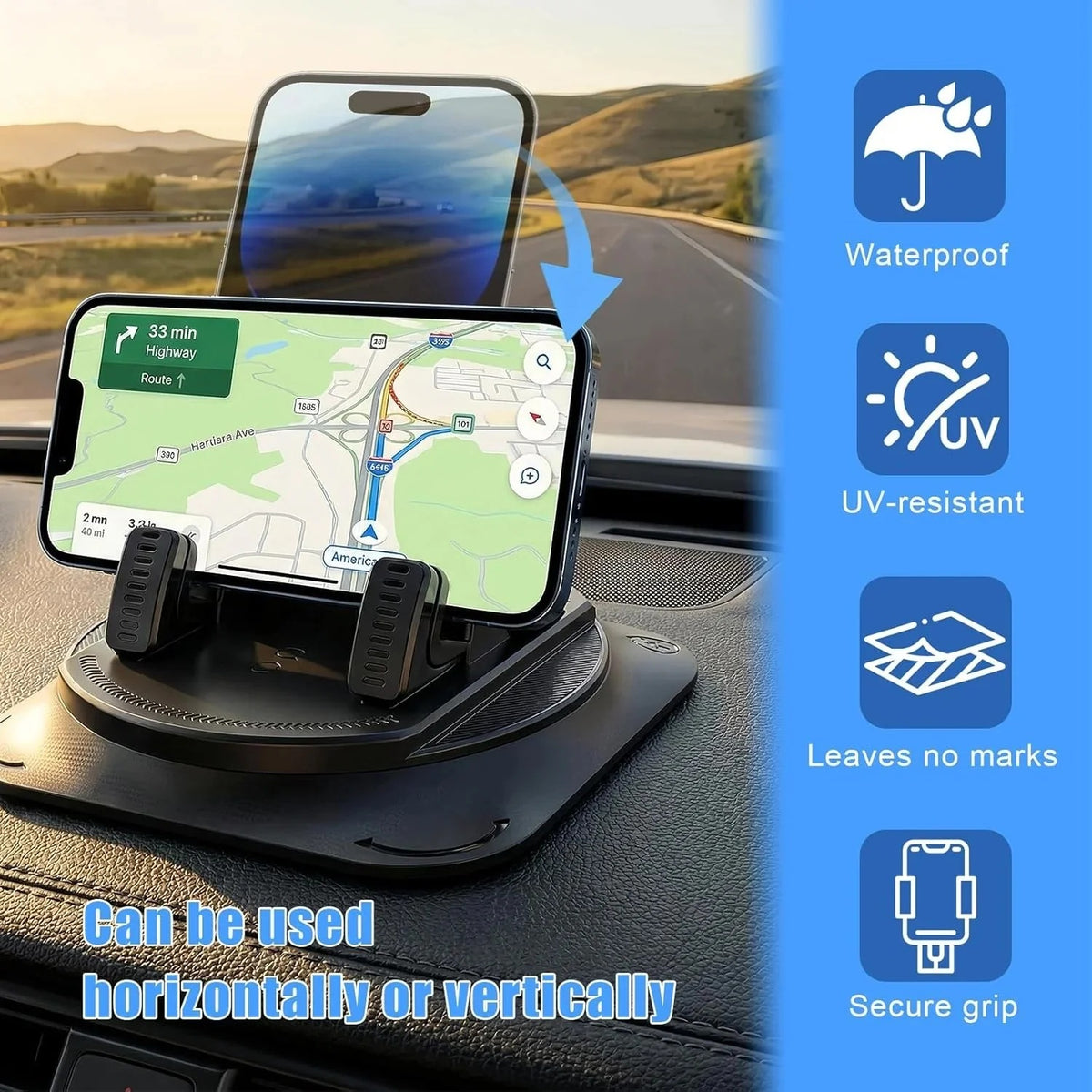 360° Rotating Car Dashboard Phone Holder | 360° Rotation | No Slips | Fits All Phones