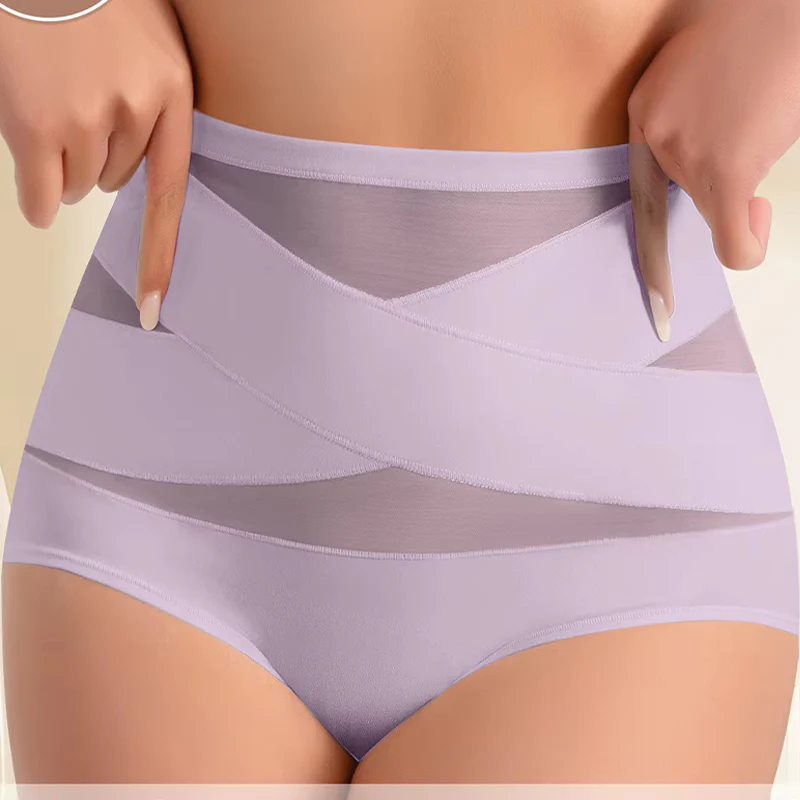 Plus-Size High-Waist Cross Tummy Control Panties ( Pack of 3 )